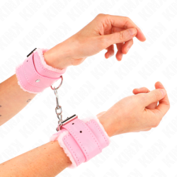 Roze Gevoerde Polsbandjes Met Roze Verstelbare Riem 20-29 Cm X 5.5 Cm