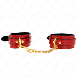 Muñequeras Joanna Angel Rojo Ajustable Con Cadena Dorado 16.5-26 Cm X 4 Cm