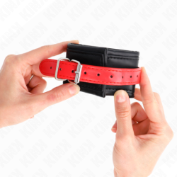 Black Wrist Restraints With Adjustable Red Strap 17-28 Cm X 6 Cm