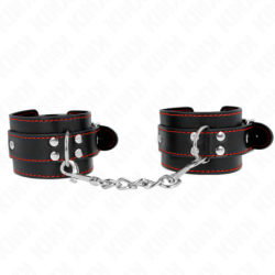 Muñequeras Negro Con Detalles En Rojo Ajustable 20-28 Cm X 5.5 Cm
