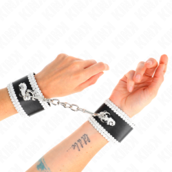 Pulseiras Pretas Com Renda Decorativa Branca Ajustável 20-23 Cm X 5.5 Cm