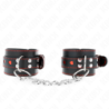 Black Wrist Restraints With Red Heart Inlay Adjustable 21-28 Cm X 5.5 Cm
