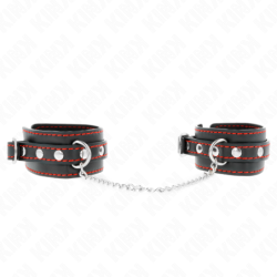 Muñequeras Pequeña Negro Con Detalles En Rojo Ajustable 14-24 Cm X 3.5 Cm