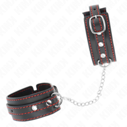 Väikesed mustad punaste detailidega reguleeritavad käerauad 14-24 cm x 3,5 cm