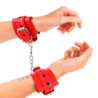 Menottes Rouges Avec Incrustation De Cœur Noir Ajustable 21-28 Cm X 5.5 Cm