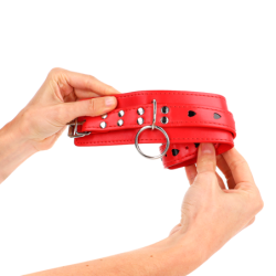 Menottes Rouges Avec Incrustation De Cœur Noir Ajustable 21-28 Cm X 5.5 Cm