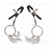 Pinze per capezzoli con anello e piccole catene argentato 6 cm