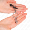 Pinze per capezzoli con anello e piccole catene argentato 6 cm