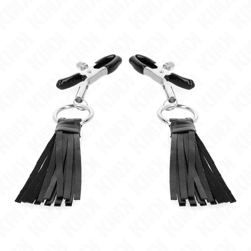 Nipple Tassle Clamps In Faux Leather 6 Cm