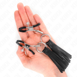 Nippelklemmen mit Quasten aus Kunstleder 6 cm