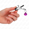 Pinze per capezzoli con campanellino viola 6 cm