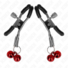 Brustwarzenklemmen mit Doppelglöckchen Rot 6 cm