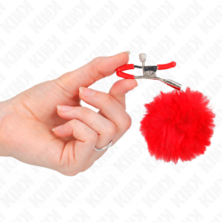 Pinces à tétons avec pompon rouge 6 cm