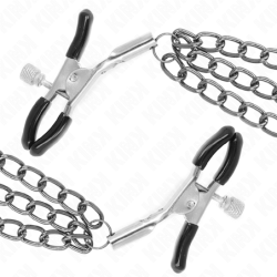 Nippelklemmer med Trippel Kæde Sort 20/23/28 Cm