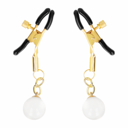 Gouden Tepelklemmen Met Glazen Hanger 6 Cm