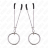 Pinze per capezzoli sottili con anello argentato 7 cm