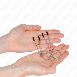 Feine Nippelklemmen mit silbernem Ring 7 cm
