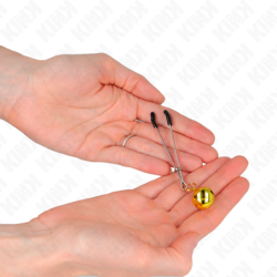 Fijne Tepelklemmen Met Gouden Belletje 7 Cm