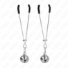 Pinças de Mamilo Finas Com Guizo Prateado 7 Cm