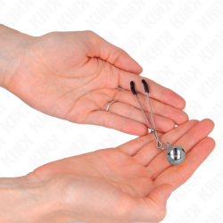 Feine Nippelklemmen mit silberner Glocke 7 cm