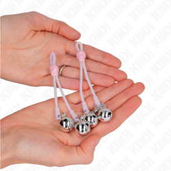 Leuchtende Brustwarzenklemmen Totenkopf Form Mit Klingel Einstellbar Rosa / Silber