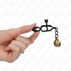 Flache Nippelklemmen Schwarz Mit Glöckchen 7 Cm