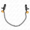 Flat Black Nipple Clamps With Jingle Bell And Silver Chain 30 Cm