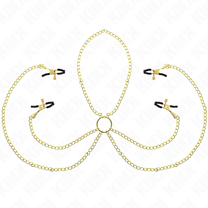 Pinças de Mamilo e Clitóris 4 Engates Ajustável Dourado