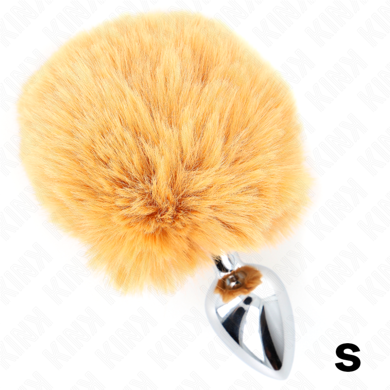 Plug 7 X 3 Cm En Acier Inoxydable Avec Queue De Lapin En Fausse Fourrure 8 Cm Beige