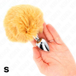 Plug 7 X 3 Cm I Rustfrit Stål Med Kaninhale I Kunstlæder 8 Cm Beige