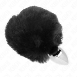 Plug 7 X 3 Cm En Acier Inoxydable Avec Queue De Lapin En Fourrure Synthétique 8 Cm Noir