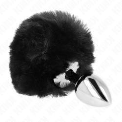 Plug 7 X 3 Cm En Acier Inoxydable Avec Queue De Lapin En Fourrure Synthétique 8 Cm Noir