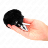Plug 7 X 3 Cm En Acier Inoxydable Avec Queue De Lapin En Fourrure Synthétique 8 Cm Noir