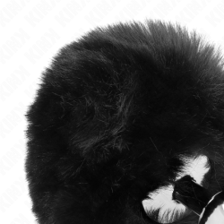 Nerūsējošā tērauda anālais korķis 7 X 3 Cm ar mākslīgās kažokādas truša asti 8 Cm melnā krāsā