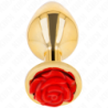 Plug Anal Dourado Rosa Vermelha Tamanho P