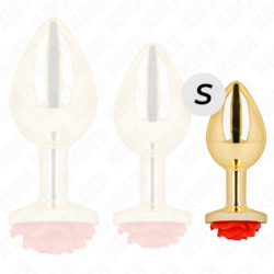 Plug Anal Dourado Rosa Vermelha Tamanho P