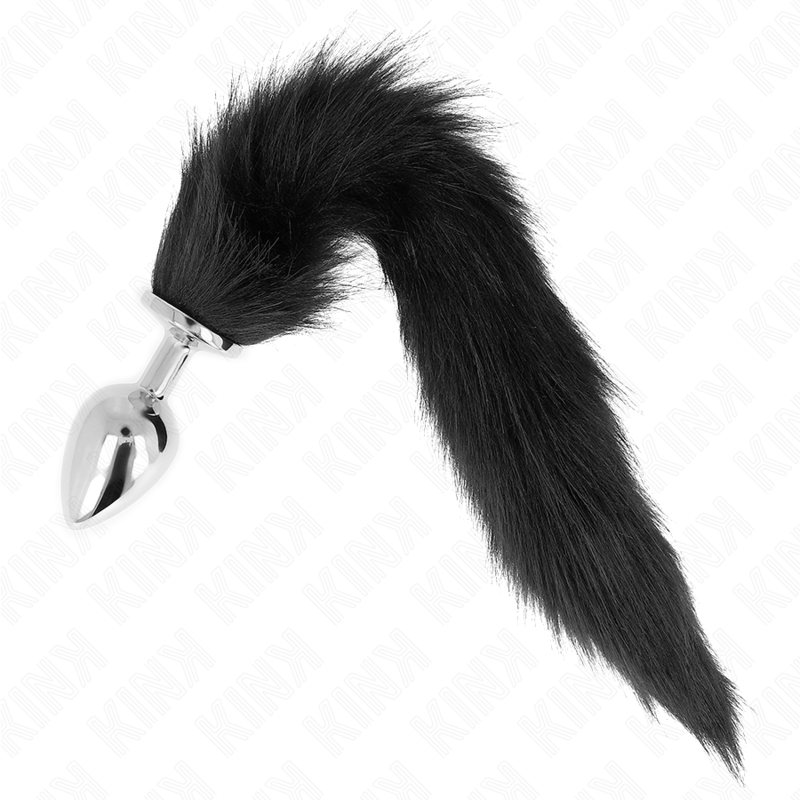 Analni Čep Velikosti L 10 X 4 Cm S Sintetičnim Repom 40 Cm Črn