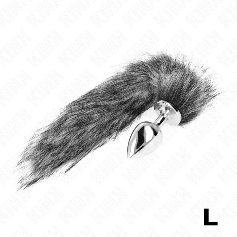 Korek Analny Rozmiar L 10 X 4 Cm Z Syntetycznym Ogonem 40 Cm Srebrny