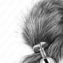 Anální kolík velikosti M 8 X 3.5 Cm se syntetickým ocasem 40 Cm stříbrný