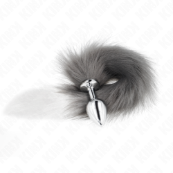 Analkontakt Talla M 8 X 3.5 Cm Med Syntetisk Svans 40 Cm Silver Och Vit