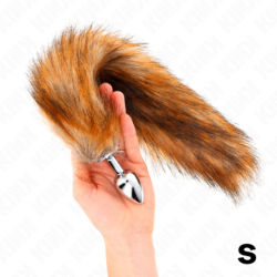 Anale plug maat S 7 X 3 cm met synthetische staart 40 cm bruin