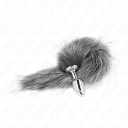 Plug Anal Tamanho P 7 X 3 Cm Com Cauda Sintética 40 Cm Prateado