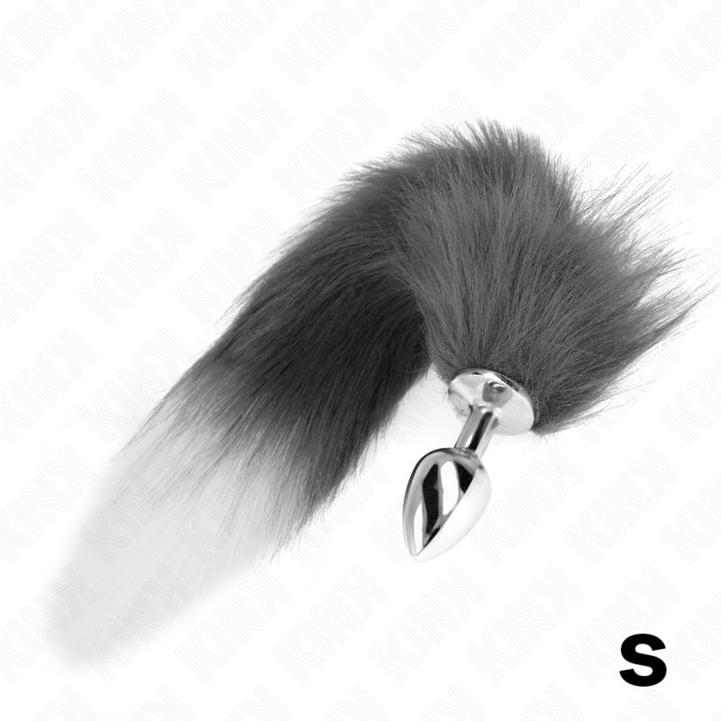Anal Plug Size S 7 X 3 Cm With Synthetic Tail 40 Cm Silver And White