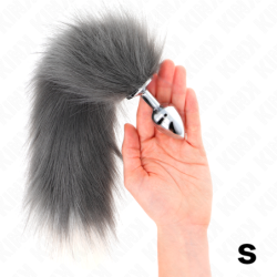 Anal Plug Size S 7 X 3 Cm With Synthetic Tail 40 Cm Silver And White