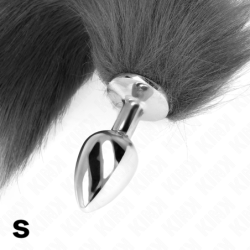 Analplug Größe S 7 X 3 Cm mit synthetischem Schwanz 40 Cm Silber und Weiß