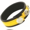 Adjustable Leather Cock Strap Yellow-Black