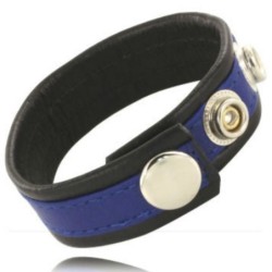 Cinghia in pelle regolabile per pene blu e nera