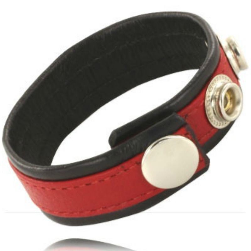Adjustable Leather Cock Strap Red-Black Adjustable Leather Cock Strap Red-Black