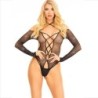 Body Crotchless Con Brillo Negro