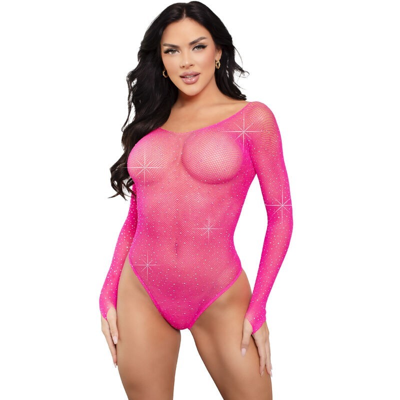 Body a maniche lunghe cristallizzato fucsia Body a maniche lunghe cristallizzato fucsia